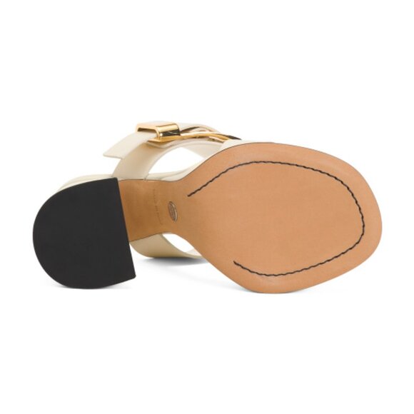 PROENZA SCHOULER Made In Italy Leather Heeled Sandals With Buckle - Picture 3 of 3